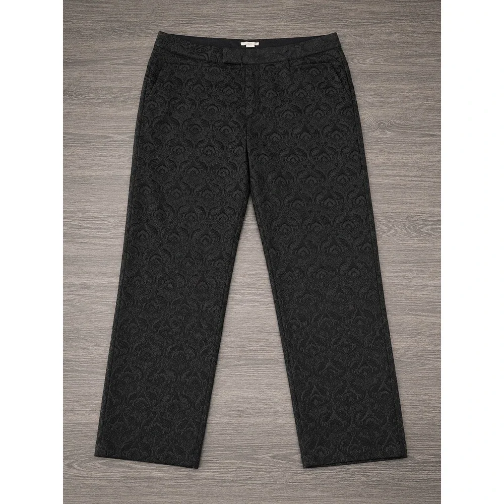 Bar III Front Row Womens XL Black Damask Jacquard Straight Leg Trousers Pants